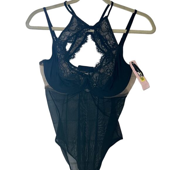 Cassandra Intimates Black & Taupe “Ashley” Lingerie Bodysuit, Size S, NWT! - Picture 1 of 7